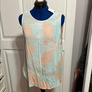 Staccato Blue and Orange Sleeveless Tank Top